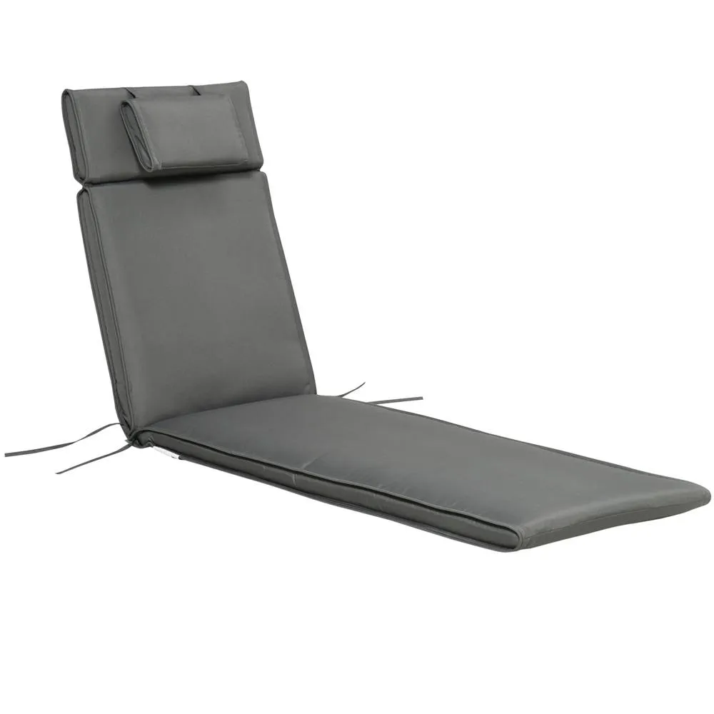 OUTSUNNY Garden Sun Lounger Chair Cushion ONLY Reclining Relaxer Indoor Outdoor in Grey 2