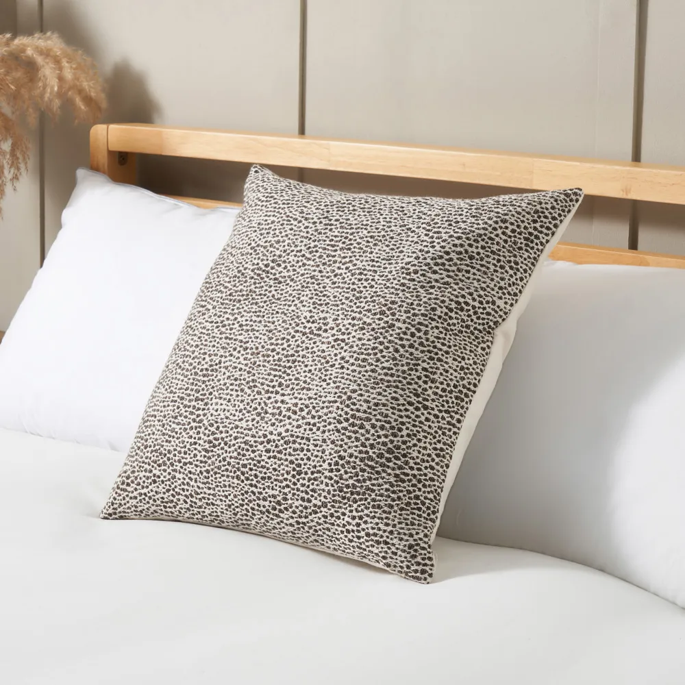 Woven Leopard Print Cushion, Grey