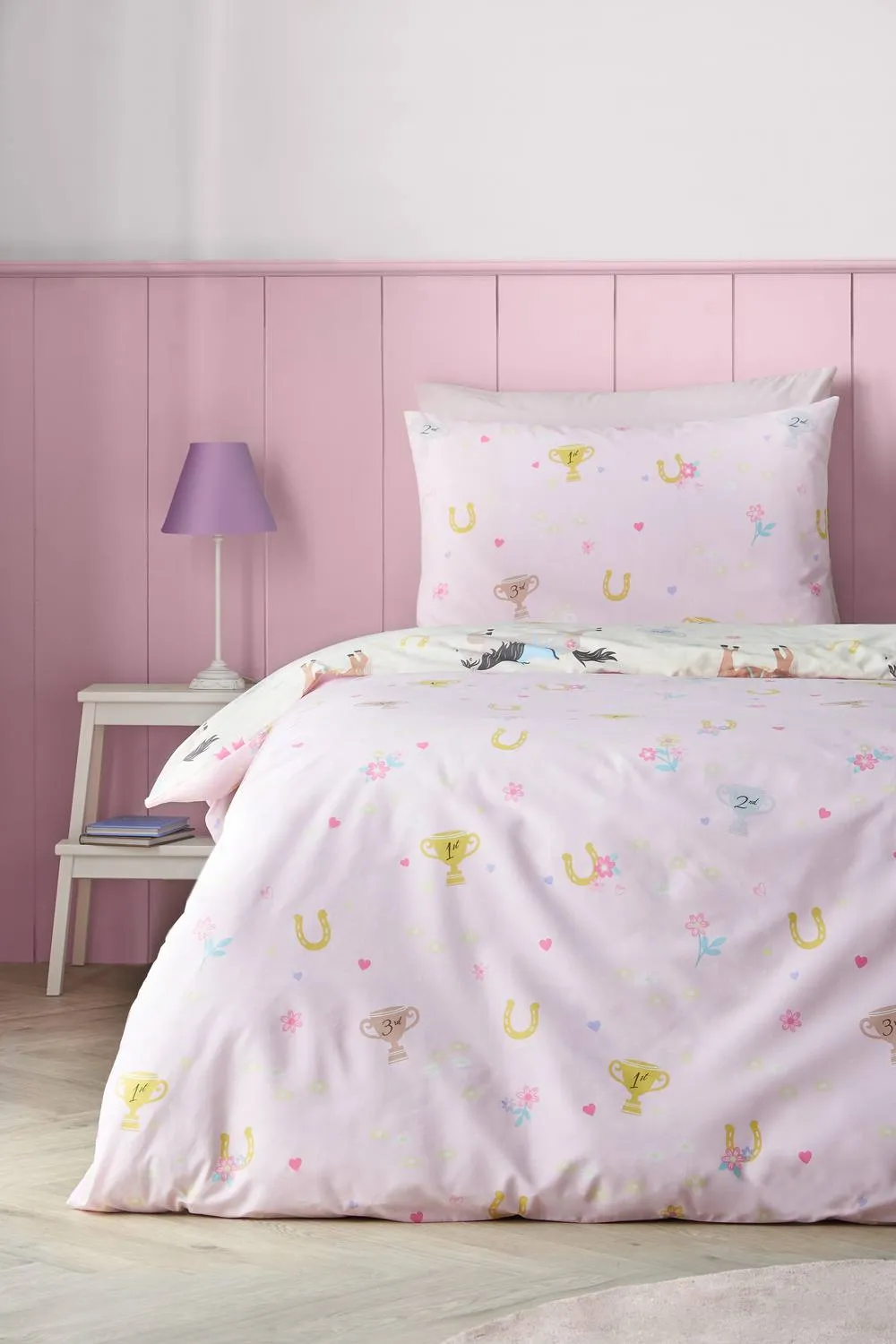 Catherine Lansfield 'Happy Horses' Reversible Duvet Cover Set in Cream 2