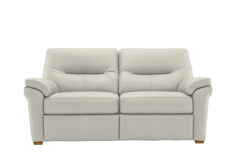 Seattle 2.5 Seater Leather Sofa with Wooden Feet - Oxford Light Grey