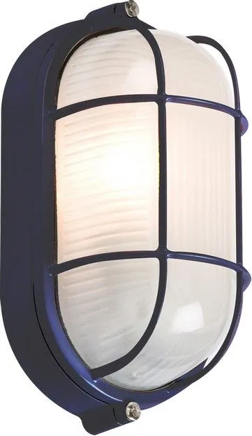 Netlighting Black Oval Bulkhead with wire Guard & Glass Diffuser 230V IP54 60W