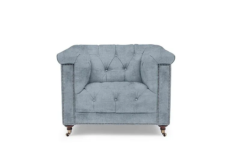 Wallace Fabric Chesterfield Chair - Boathouse Blue