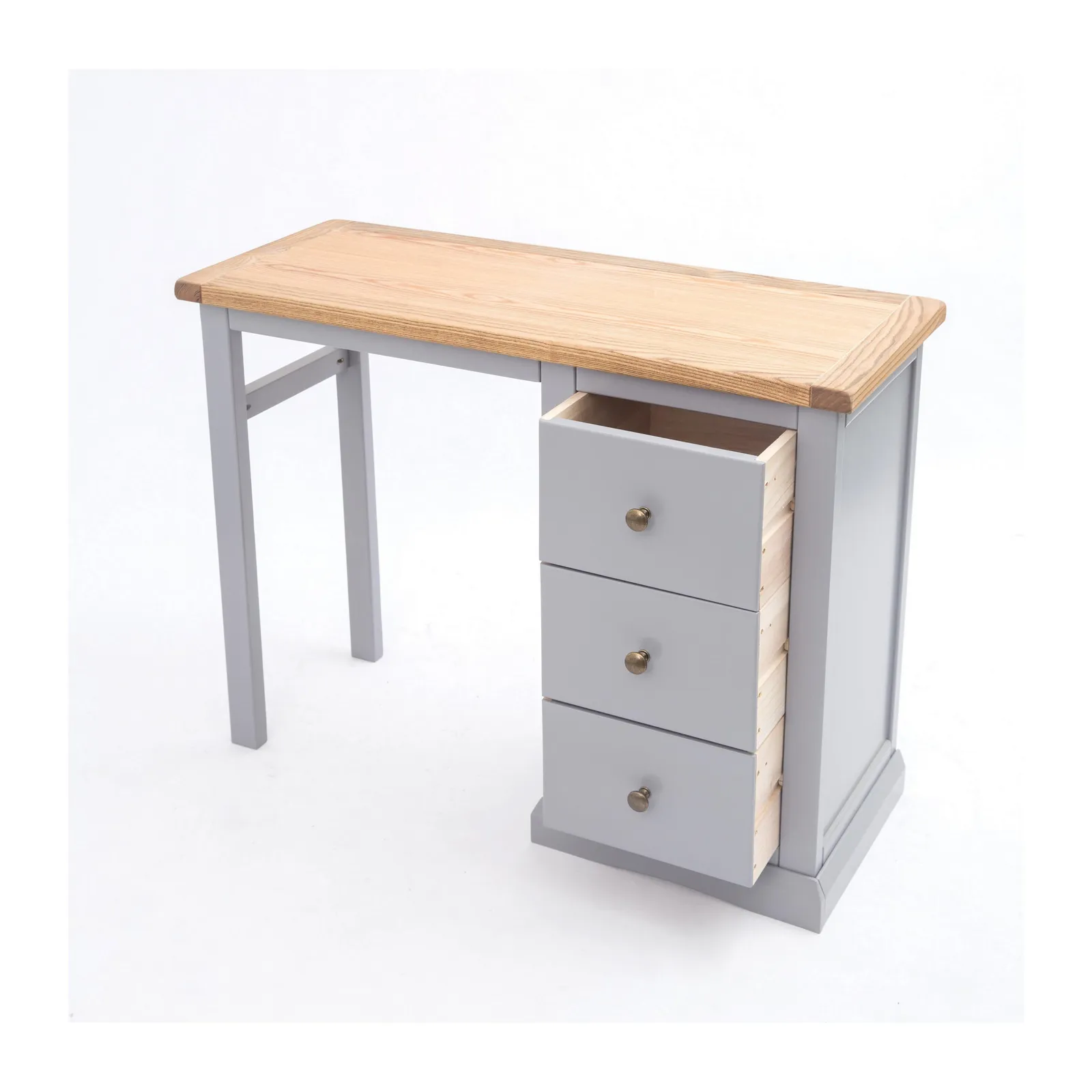 Cabinet Bits Rocca 3 Drawer Desk - Dressing Table Brass Knob in Grey 4