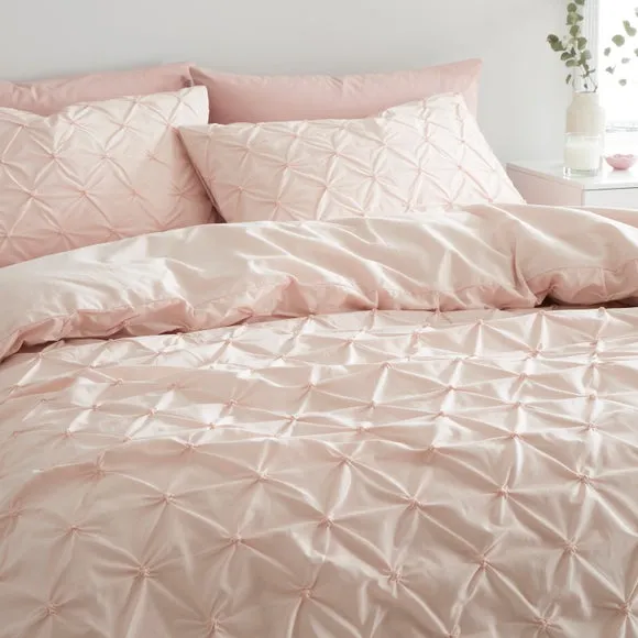 Aster Pintuck 100% Cotton Duvet Cover & Pillowcase Set 4