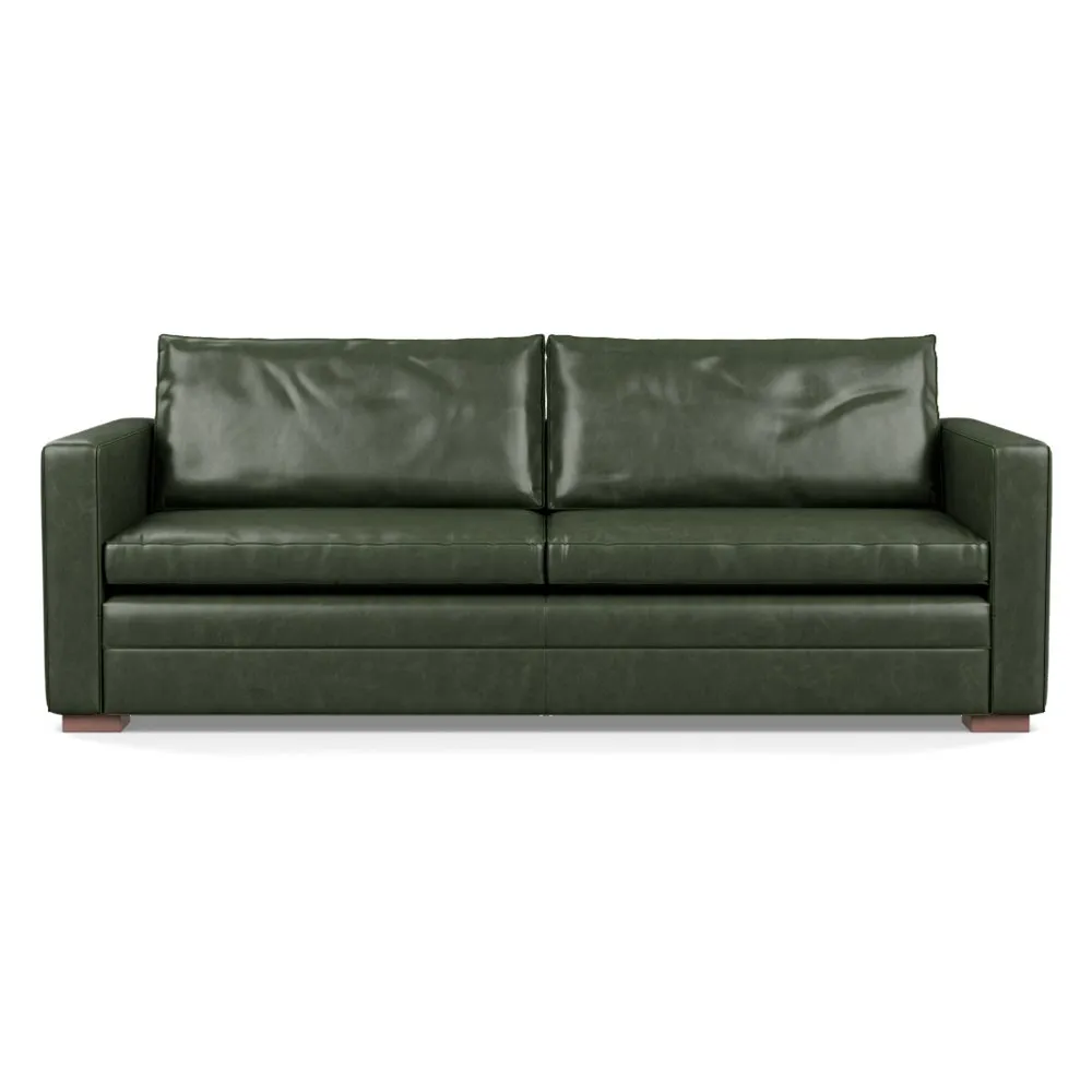 Heal's Palermo 4 Seater Sofa Stonewash Leather Vintage Green 278 Walnut Feet 1