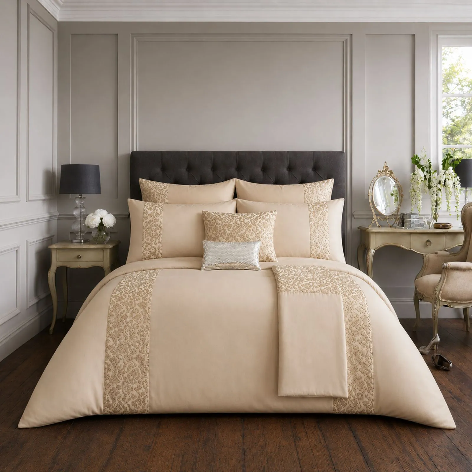 Smart Living Premium Venice Duvet Cover With Pillowcases in Natural 2