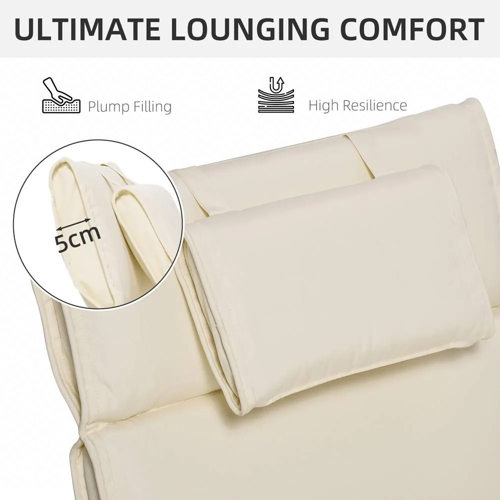 OUTSUNNY Garden Sun Lounger Chair Cushion ONLY Reclining Relaxer Indoor Outdoor in Cream 4