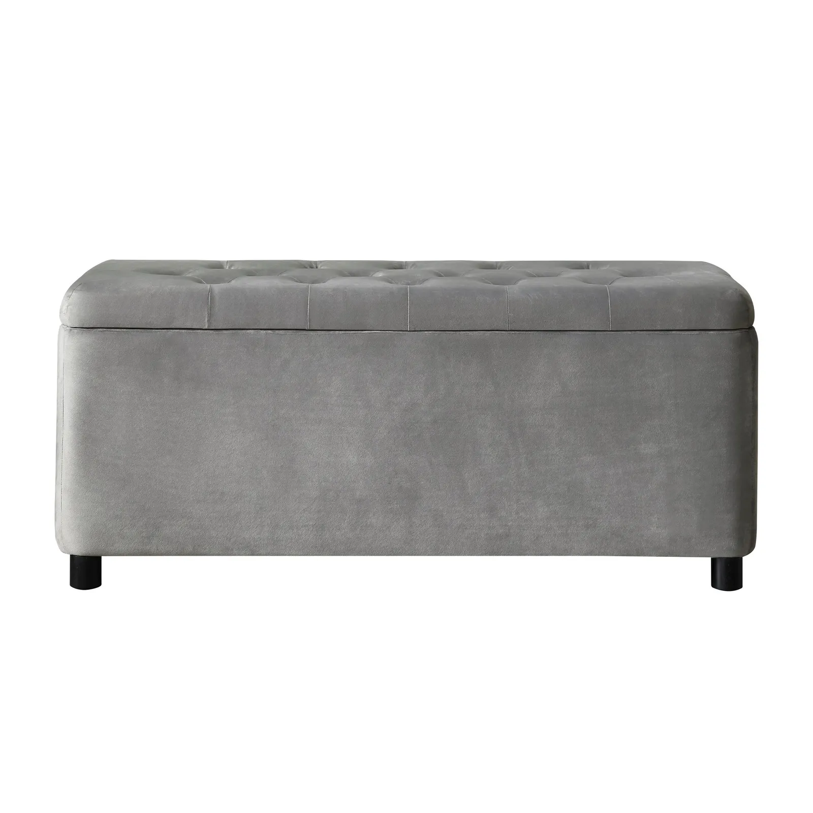 Florence Velvet Storage Ottoman Grey