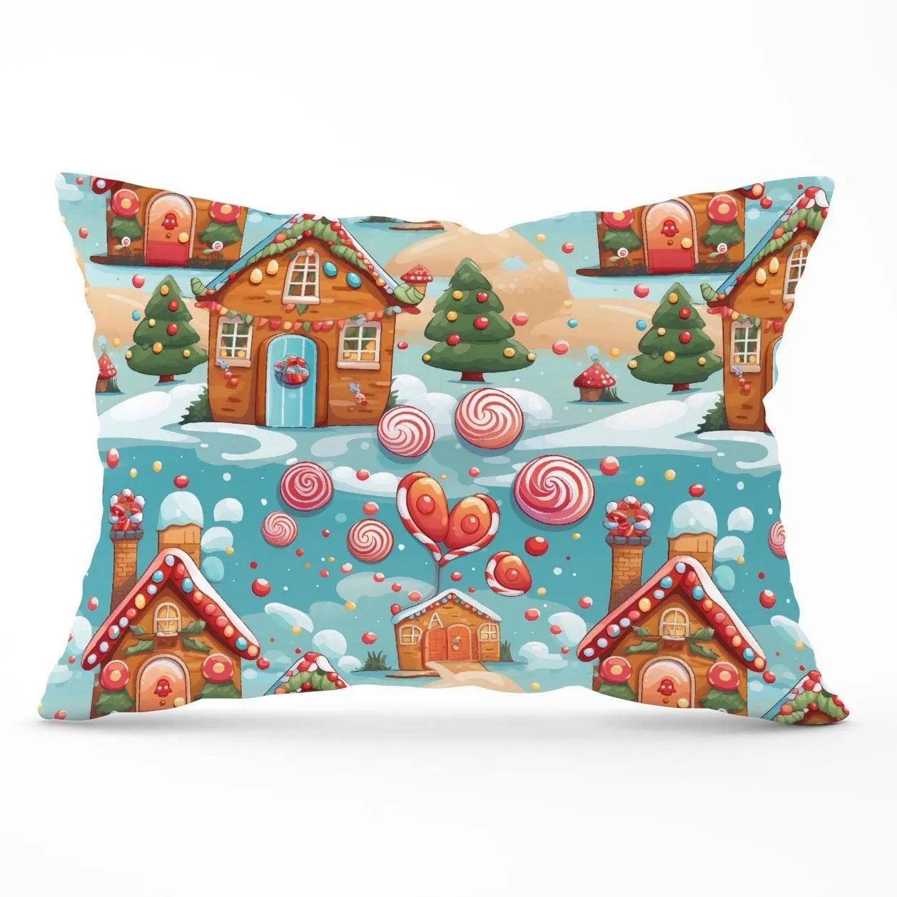 Warren Reed - Designer Christmas Gingerbread House Cushions in Blue