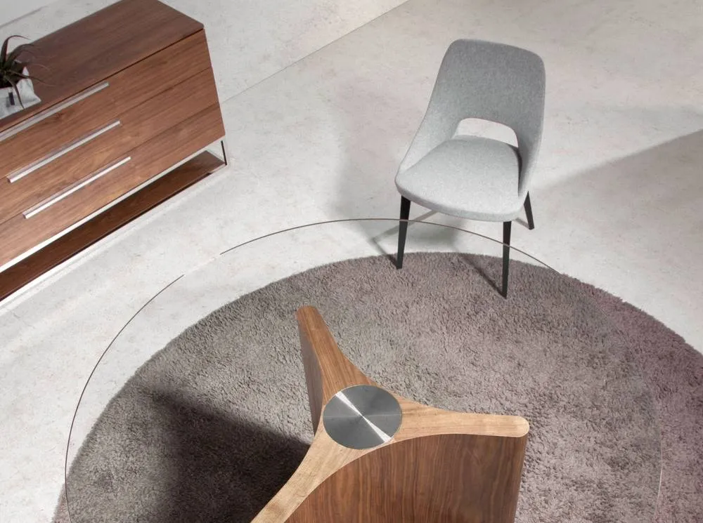 Angel Cerda Grey Fabric Dining Chair with Black Stainless Steel 6