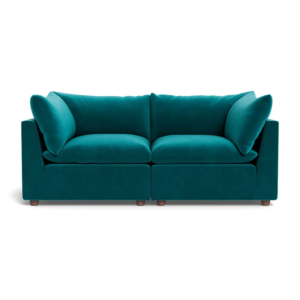Heal's Astrid 3 Seater Sofa Smart Velvet Petrol Walnut Stained Beech Feet