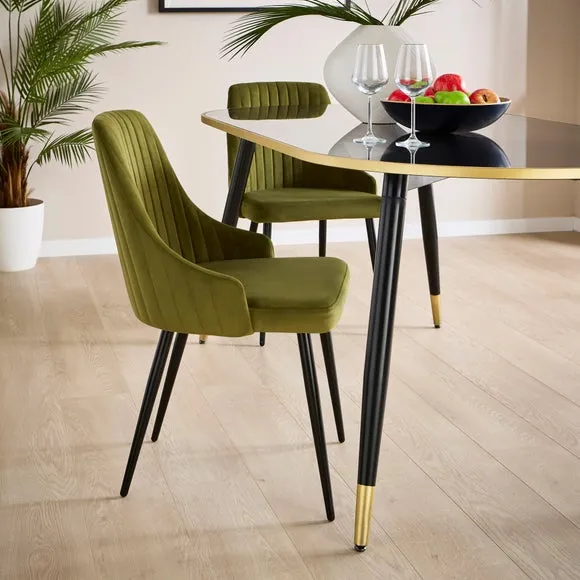 Shea Set of 2 Dining Chairs, Velvet