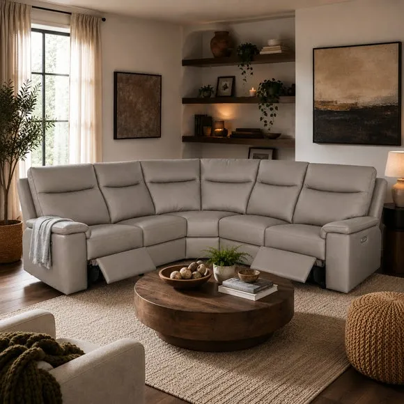 Aspire Toronto Leather Power 5 Seater Recliner Corner Sofa 2