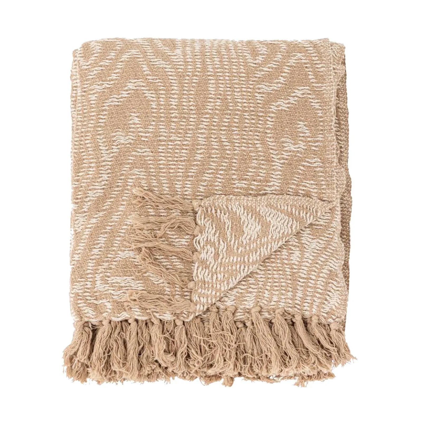 Natural Recycled Cotton Throw Blanket, Neutral Cotton Blend | Barker & Stonehouse