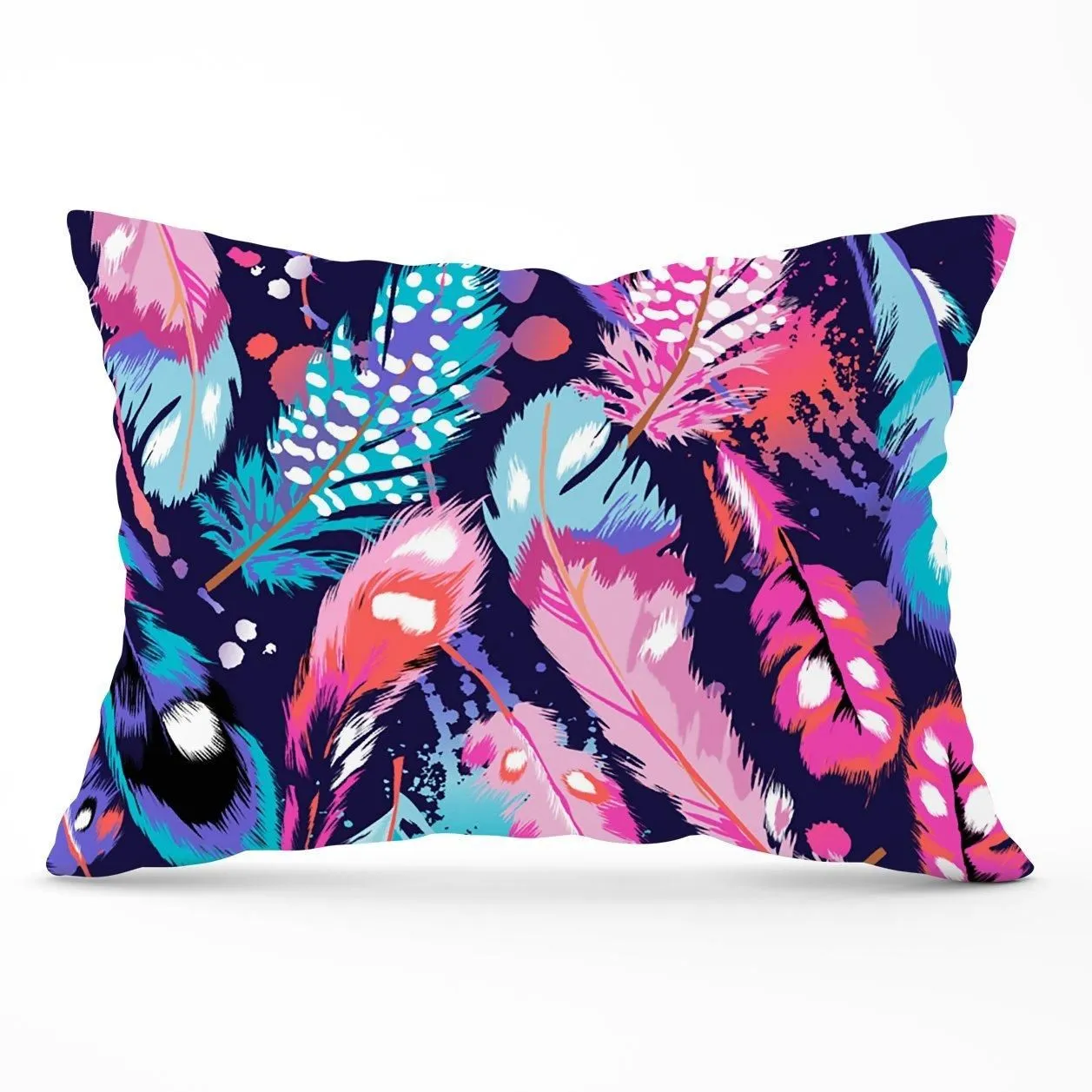 Warren Reed - Designer Beautiful Colourful Feathers Cushions in Blue