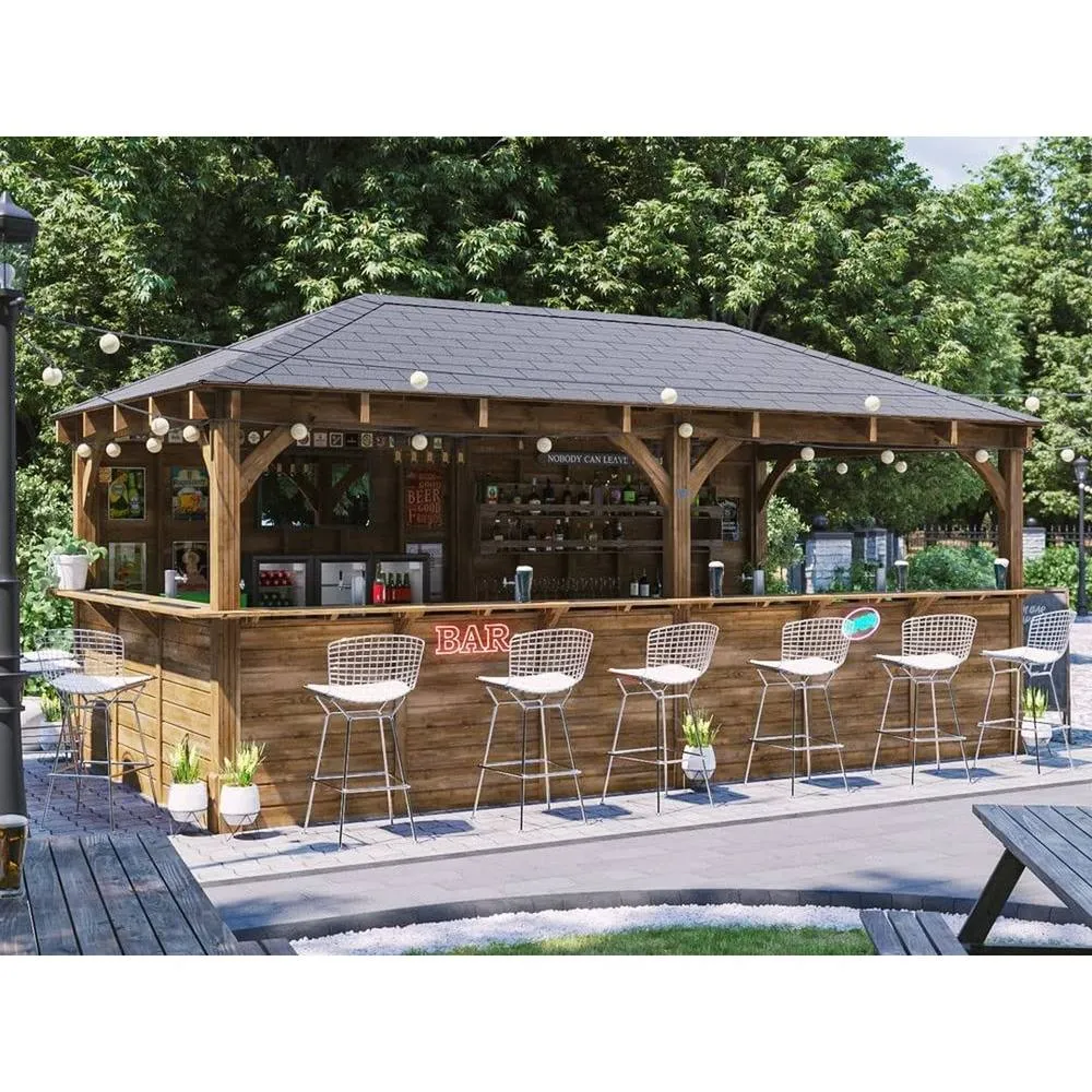 Dunster House Garden Bar Wooden Outdoor Bar Full Length Counter 6x3m Leviathan in Brown 3
