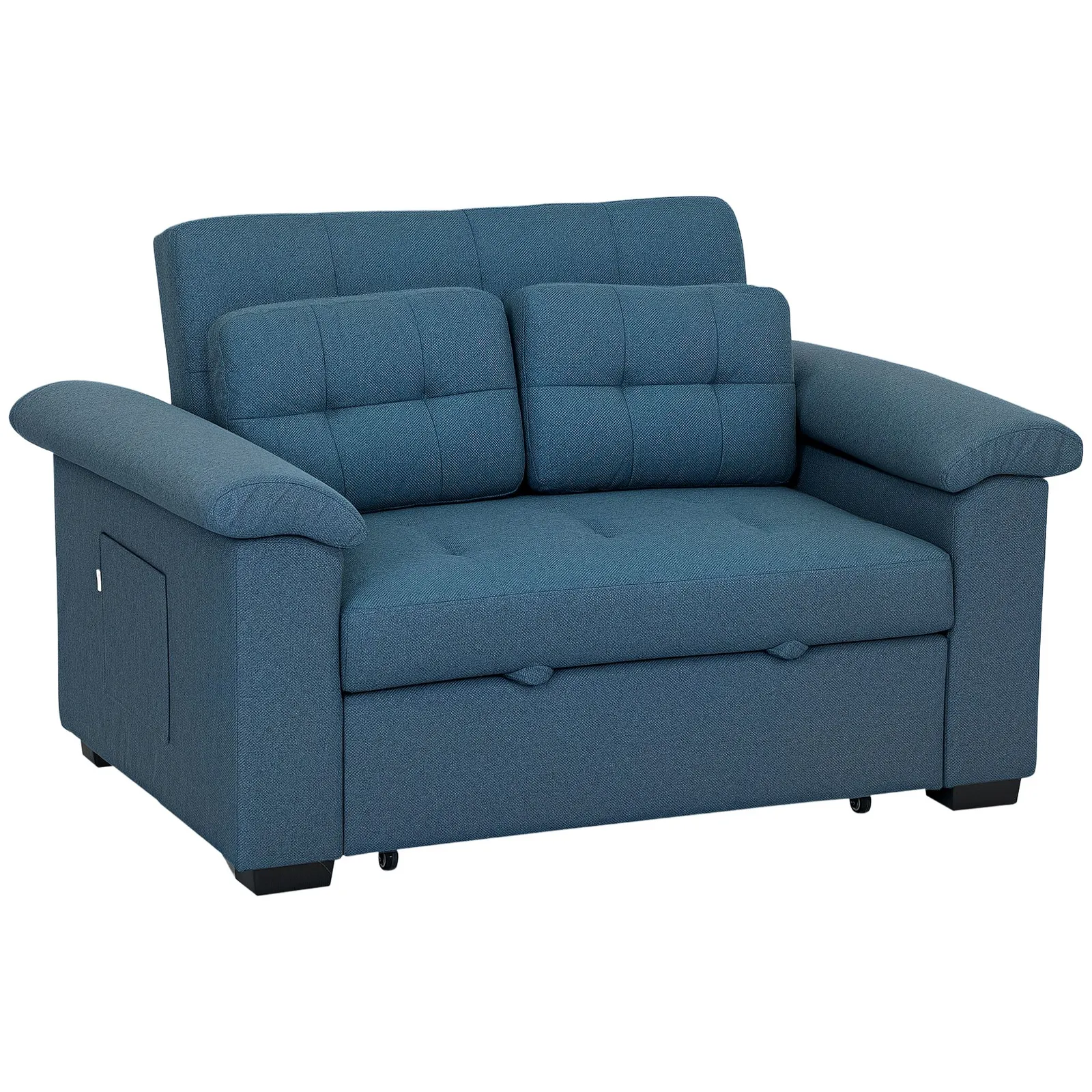 HOMCOM Click Clack Sofa Bed 2 Seater Sofa Bed for Living Room in Blue 2