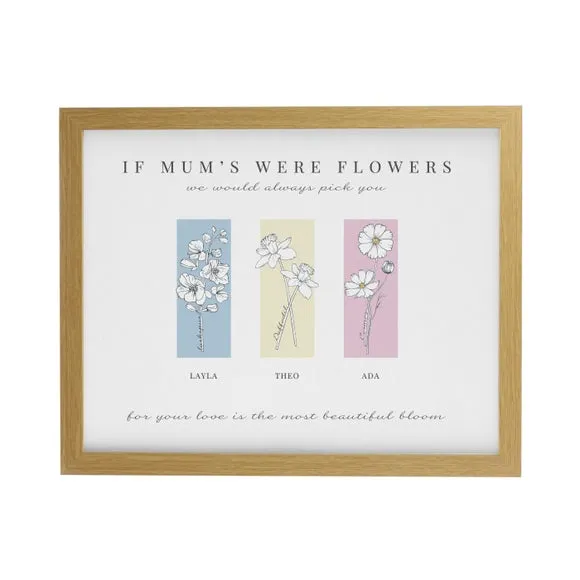 Personalised Birth Flower Family of 3 Framed Print 2