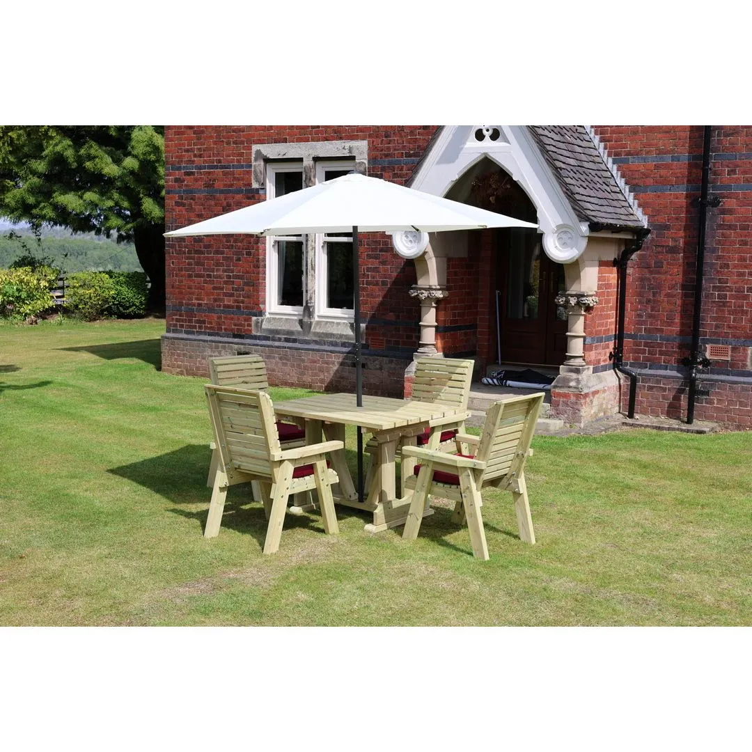 Churnet Valley Garden Furniture Ltd Ergo 4 Chair Dining Set - Min. Assembly Required - Set of Cushions Inc in Brown 5