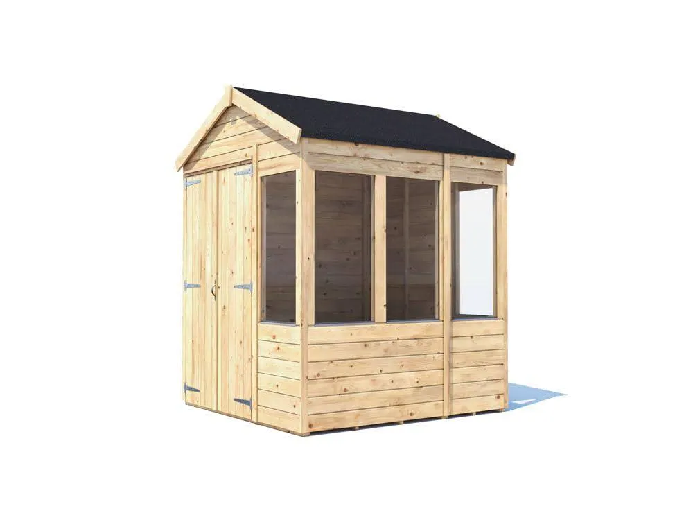 Dunster House Wooden Potting Shed Apex Roof W6' x D6' (W1.8m x D1.8m) Overlord Modular in Brown