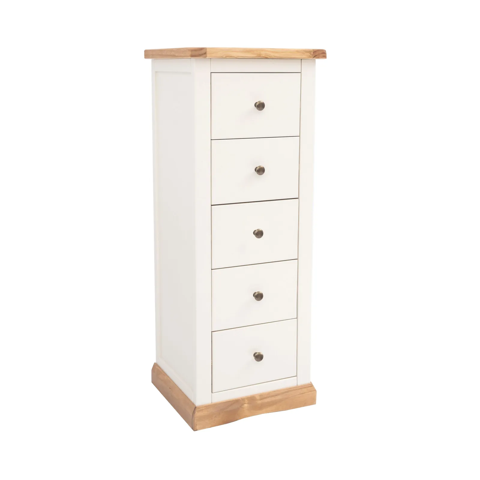 Cabinet Bits Trevi 5 Drawer Narrow Chest of Drawers Brass Knob in Off-White 2