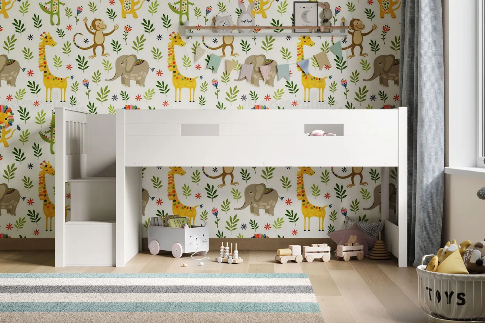 Flair Charlie Staircase Mid Sleeper Cabin Bed in White 3