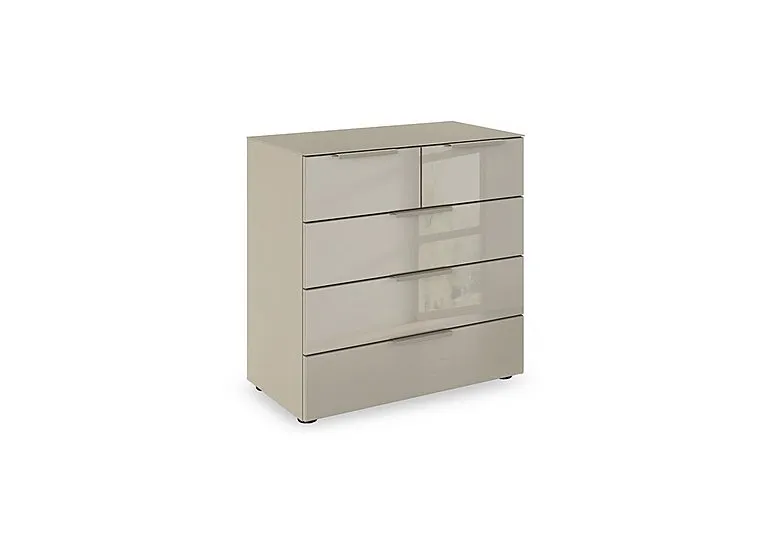 Haven 3+2 Drawer Chest with Glass Top and Front