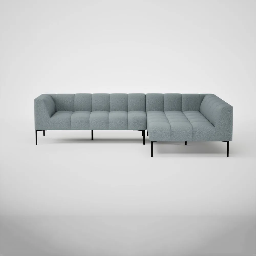 Heal's Quadro Right Hand Facing Chase Sofa Loop Boucle Sky Black Feet 2