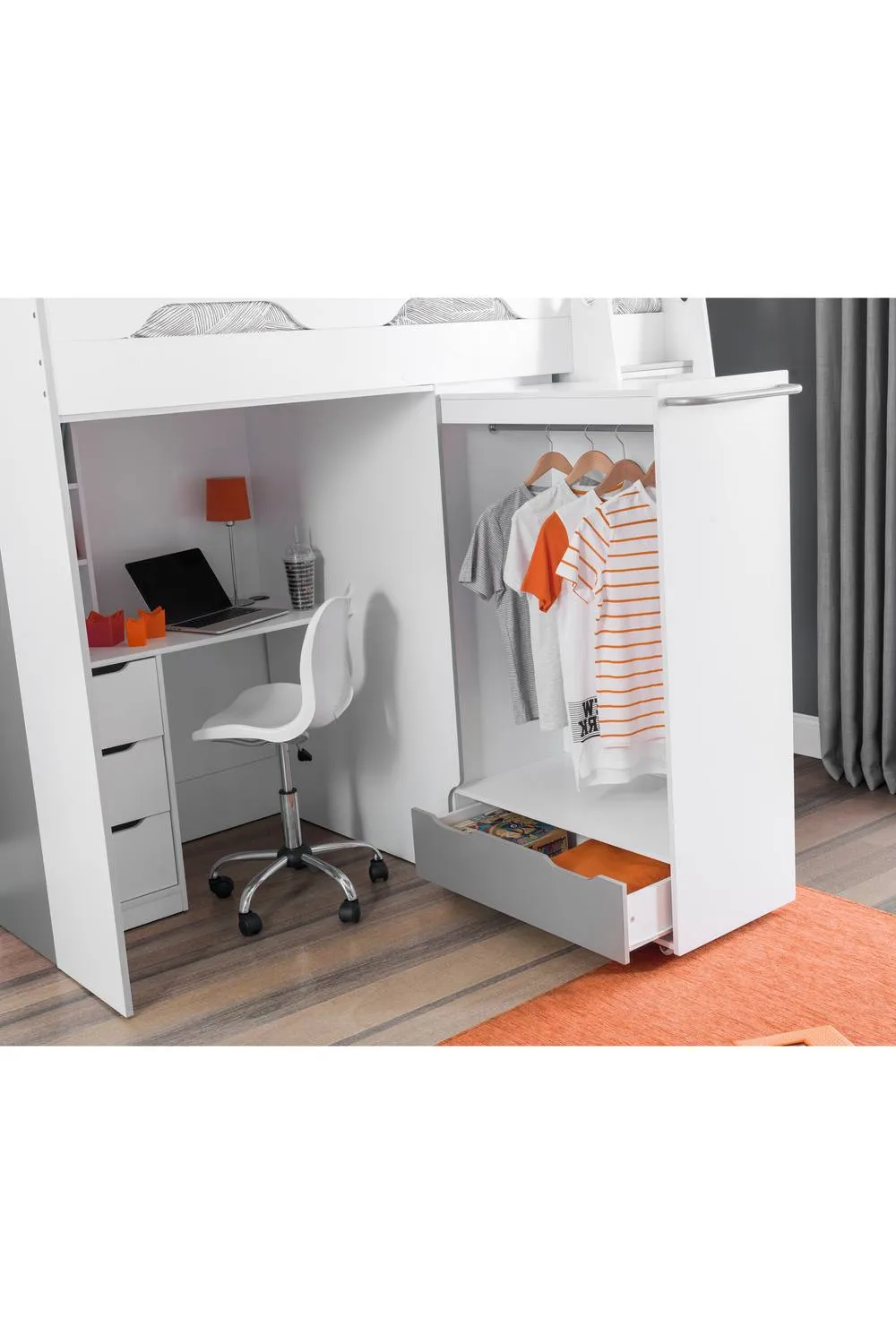 Julian Bowen Pegasus Highsleeper Loft Bed with Desk in White 5