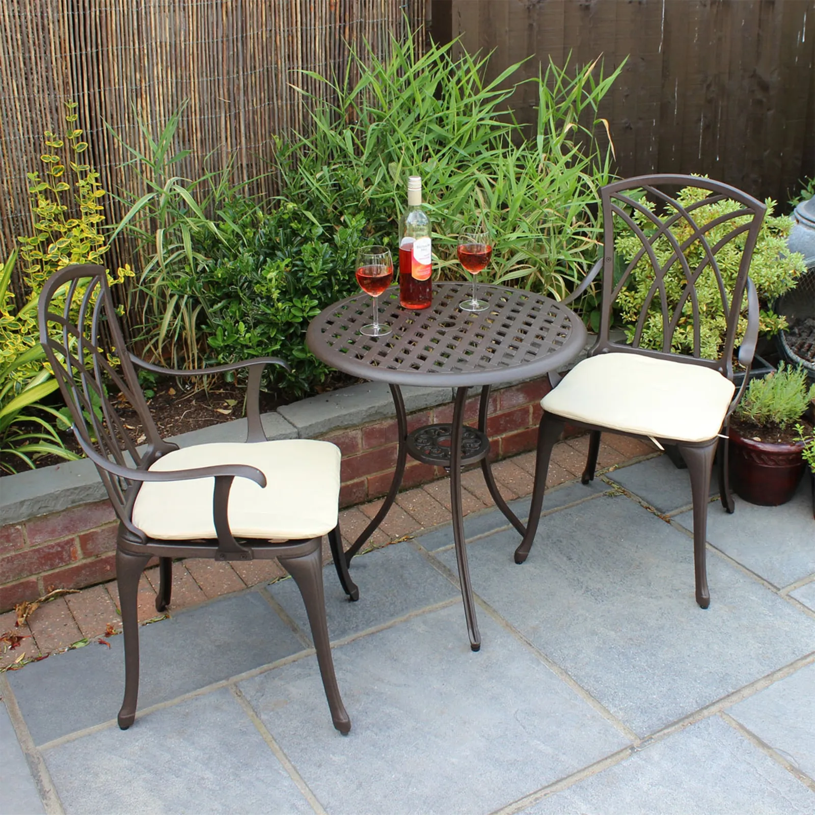 Cast Aluminium 2 Seater Black Bistro Set