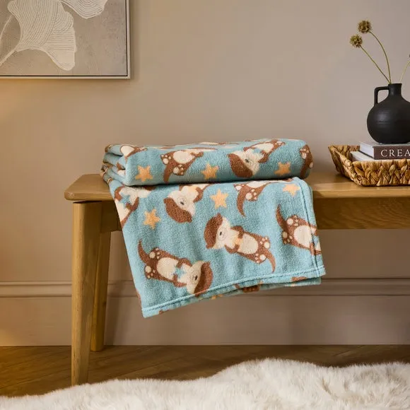 Otto the Otter Printed Fleece 170cm x 130cm Throw Blanket