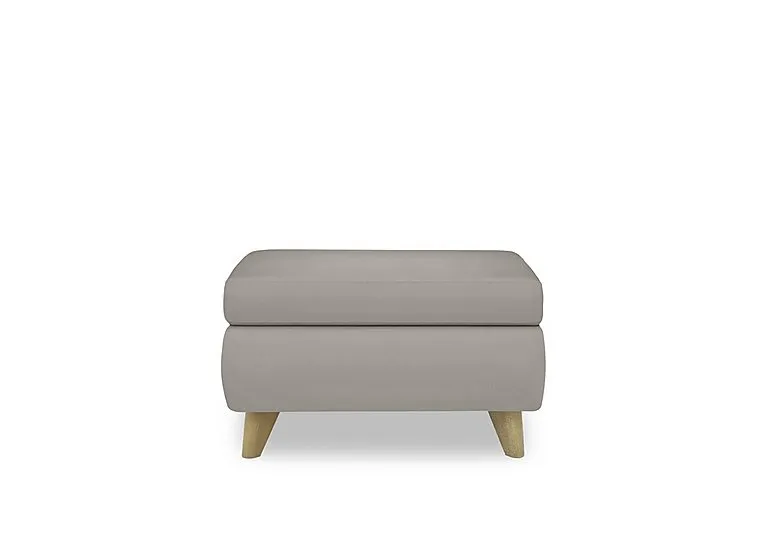 Malmo Leather Coffee Table Storage Footstool - Silver Grey