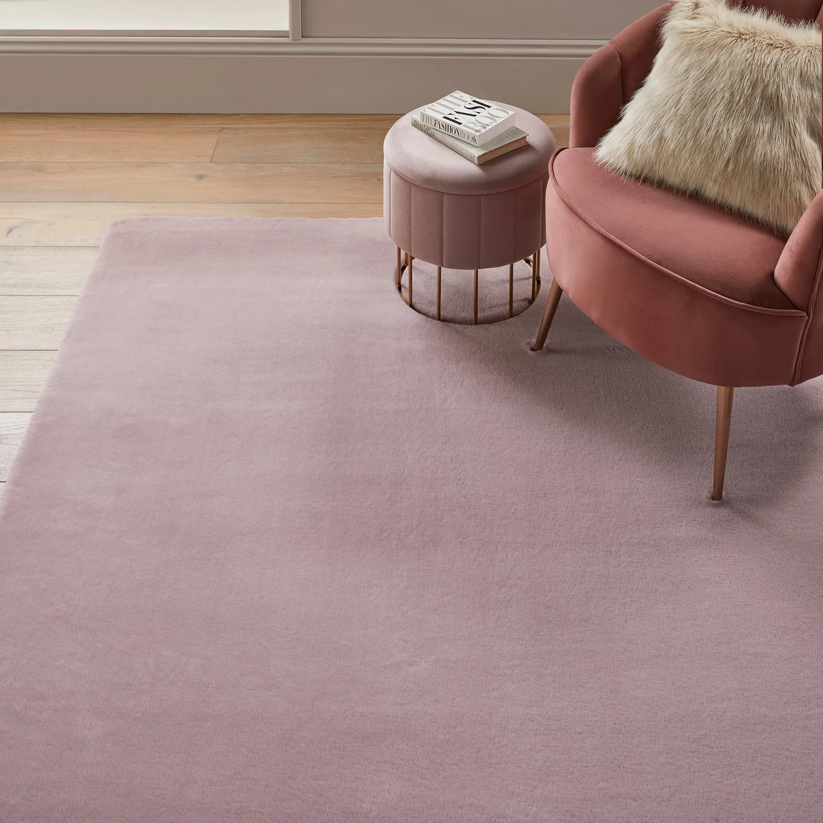 Faux Fur Supersoft Lush Rug Pink