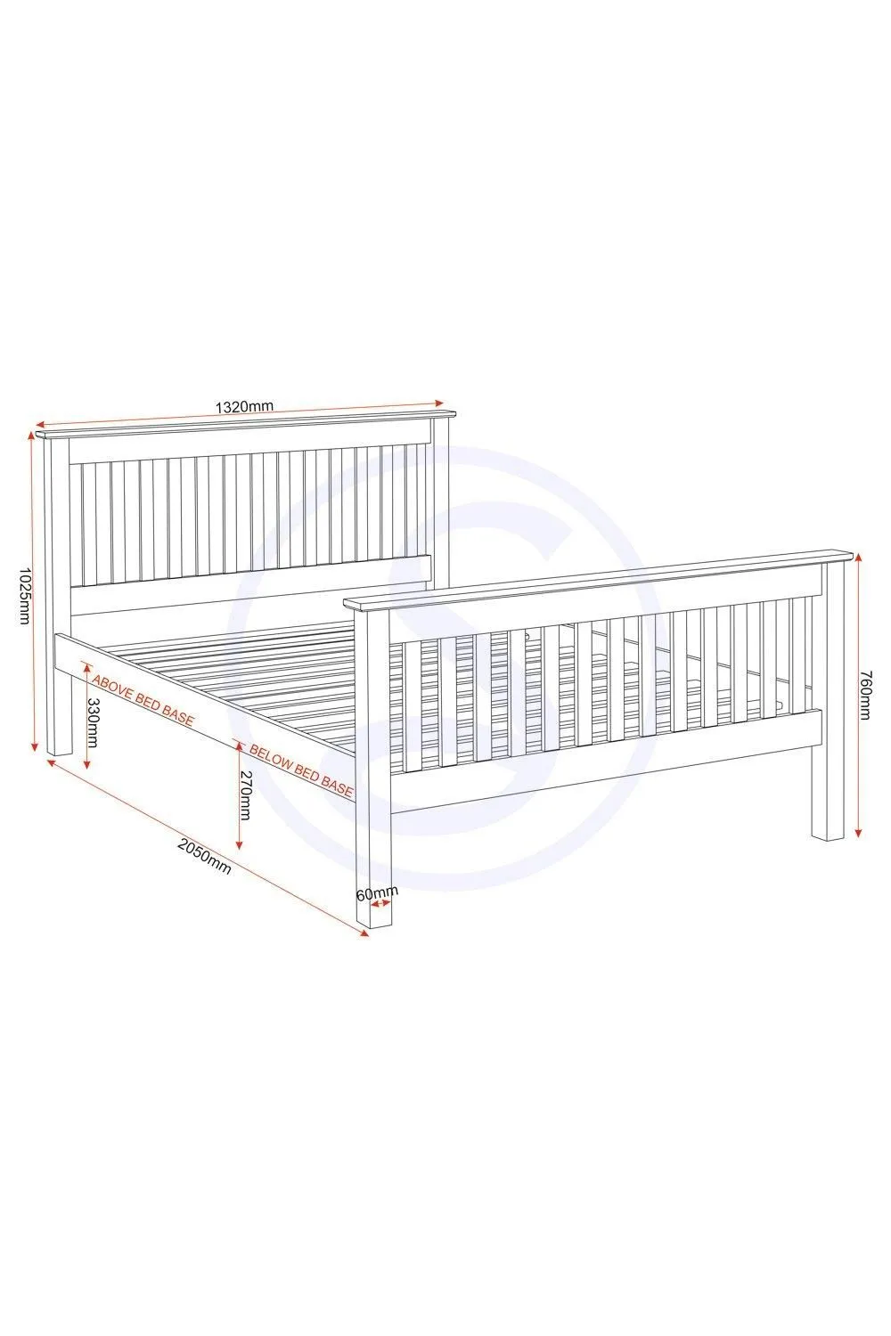 Seconique Monaco 4' Small Double Bed High Foot End in White 6