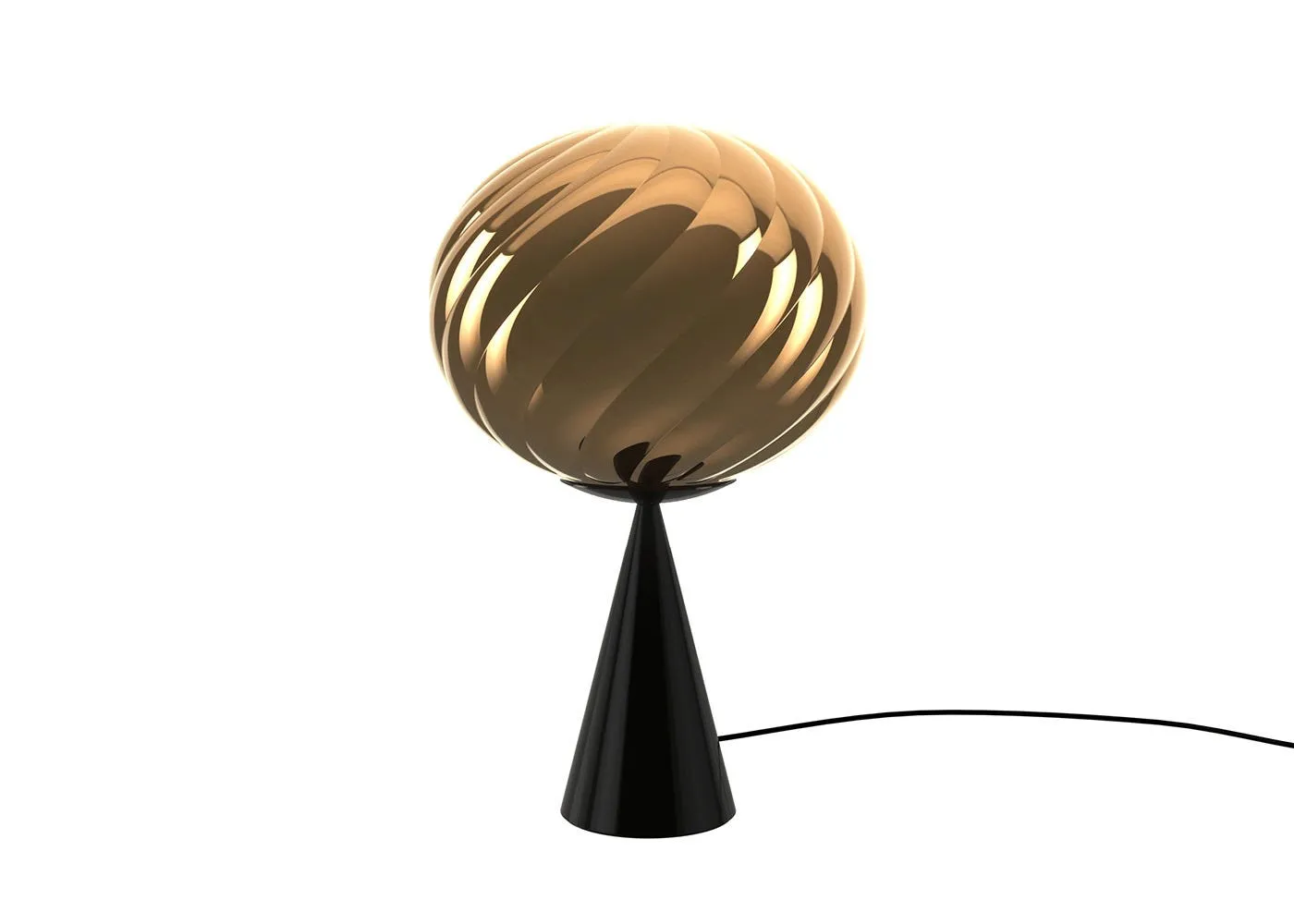 Tom Dixon Whirl LED Cone Fat Table Lamp Gold/Black 1