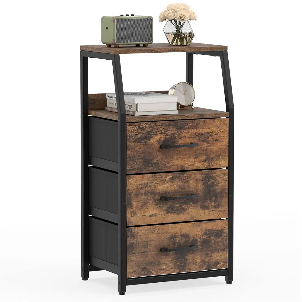 Costway 3-Drawer Storage Cabinet Vertical Storage Dresser w/Detachable Drawers in Brown