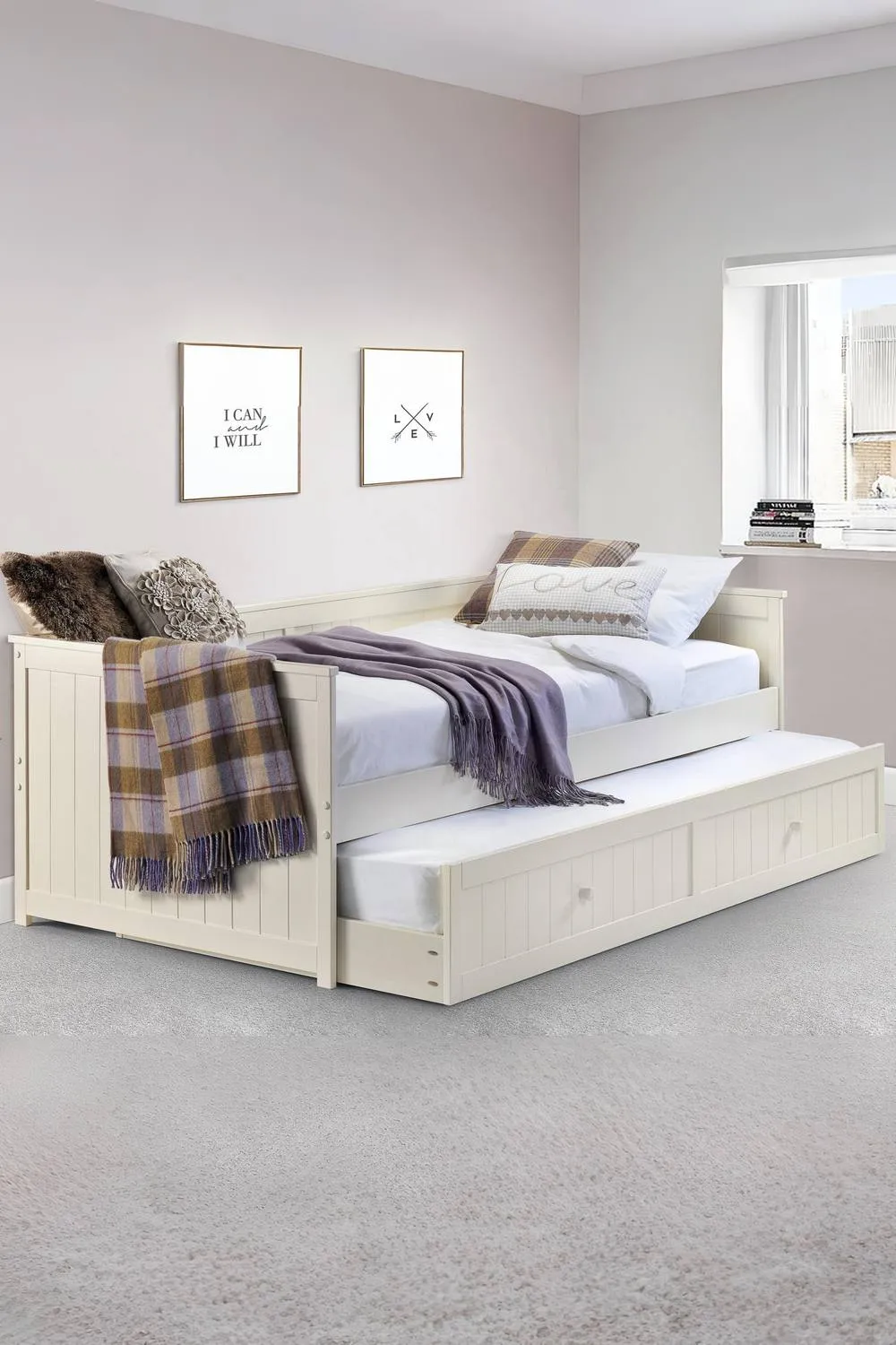 Julian Bowen Jessica Single Ivory Daybed with pull-out Trundle