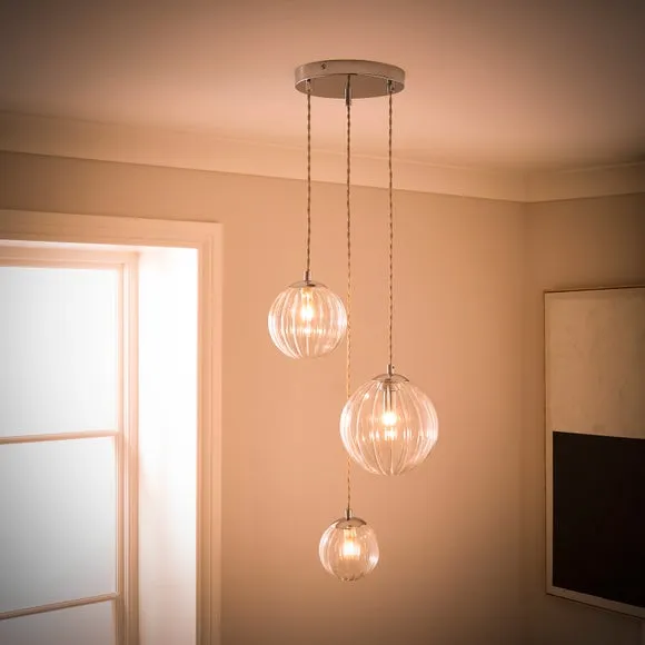 Eli Ribbed 3 Light Adjustable Cluster Ceiling Light 2