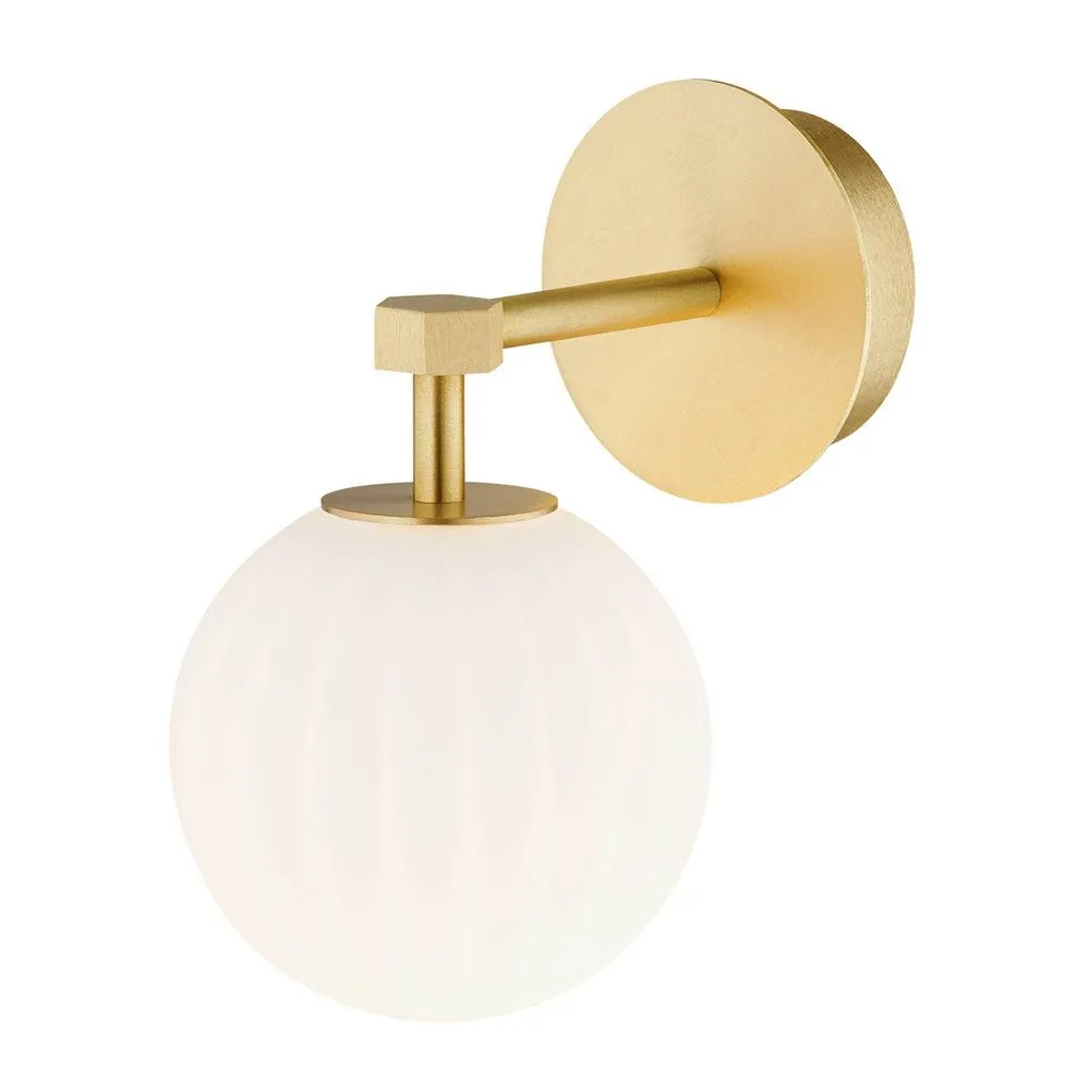 Netlighting Paloma Right Angle Wall Lamp Opal Matt (Fluted) Brushed Brass in White 2
