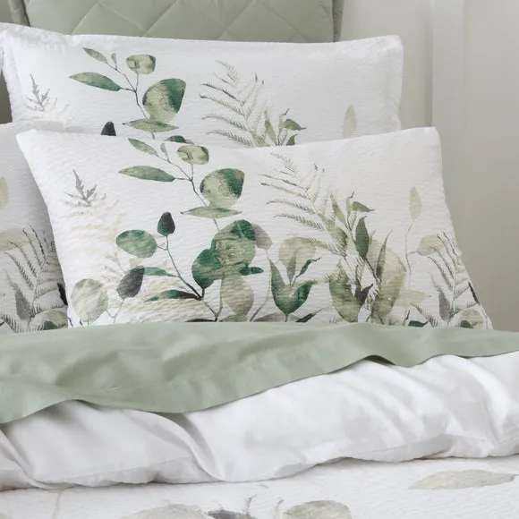 Foliage Seersucker Duvet Cover and Pillowcase Set 2