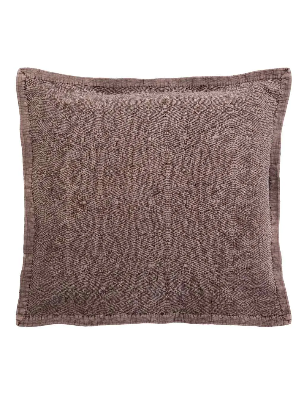 Bedeck of Belfast Pure Cotton Geometric Square Pillowcase Brown