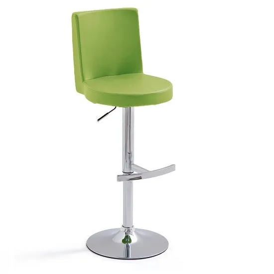 Twist Bar Stool Green Faux Leather With Round Chrome Base