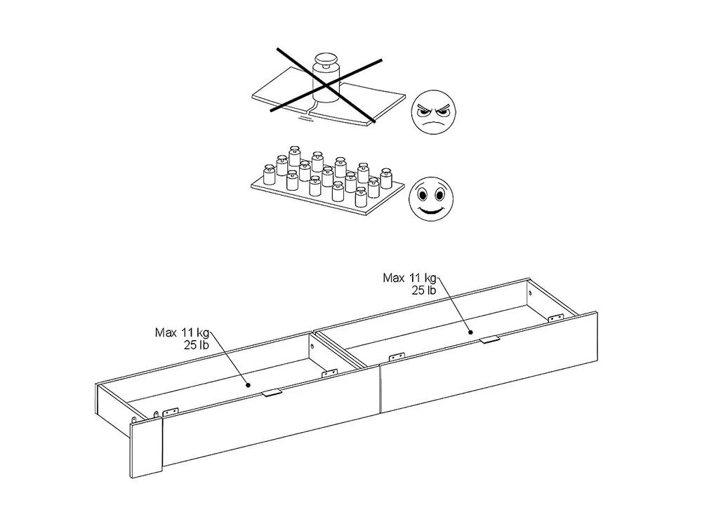 Vente-unique Bed With 2 Drawers 140 X 190 Cm - Natural & Black - VELONA 6