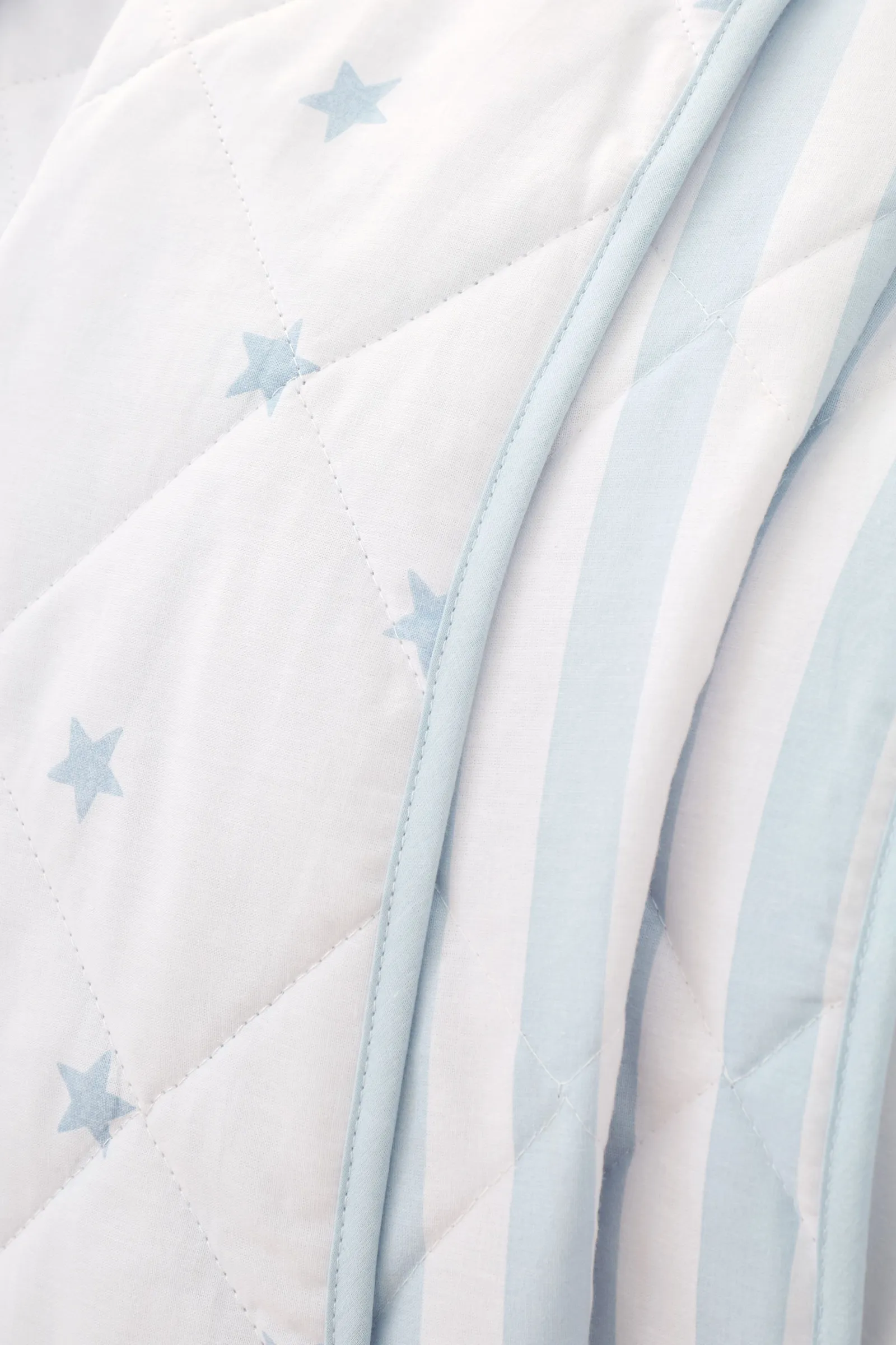 Bianca 'Mini Star & Stripes' Cotton Reversible Bedspread in Blue 3