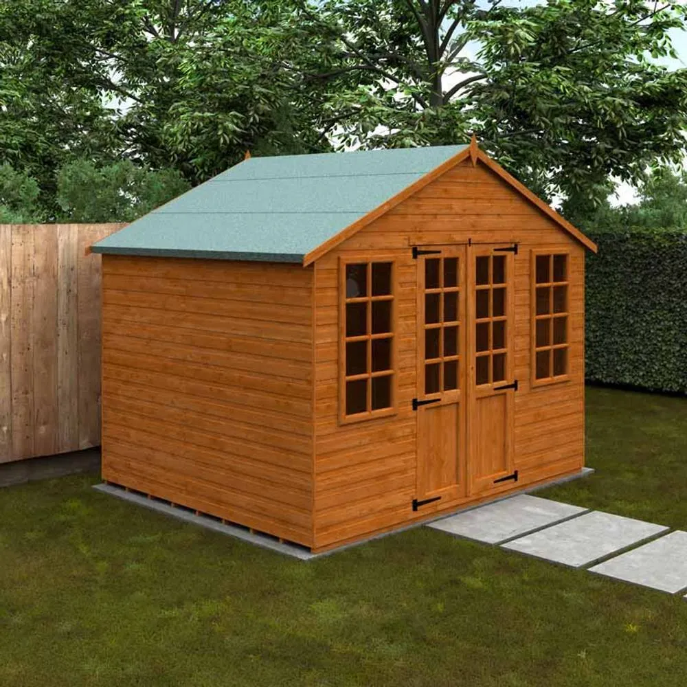 Buttercup Farm 8 x 10 Feet Summerhouse 12mm Shed - L235 x W295 x H257.7 cm in Burnt Orange 2