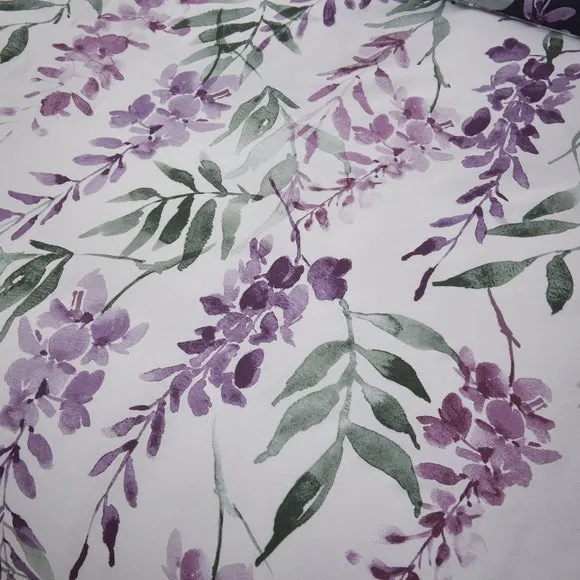 Catherine Lansfield Wisteria Reversible White Duvet Cover & Pillowcase Set 6