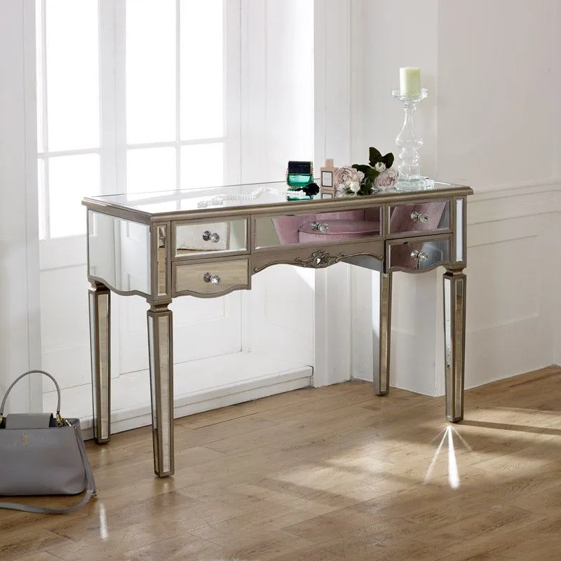 Melody Maison Large Mirrored Dressing Table - Tiffany Range in Metallic Silver 6