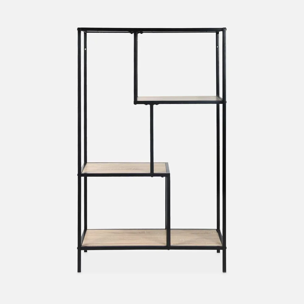 sweeek 4-level Industrial Bookshelf In Metal & Wood Effect in Light Brown 2