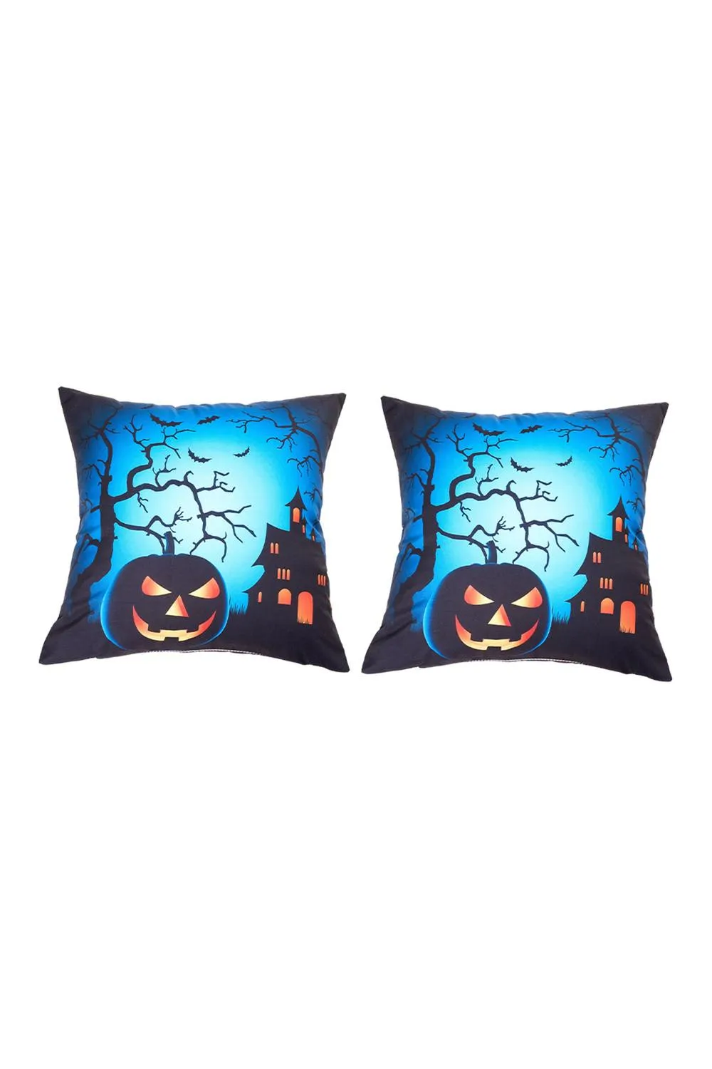 Living and Home 2Pcs Halloween Pumpkin & Haunted House Printed Throw Pillow