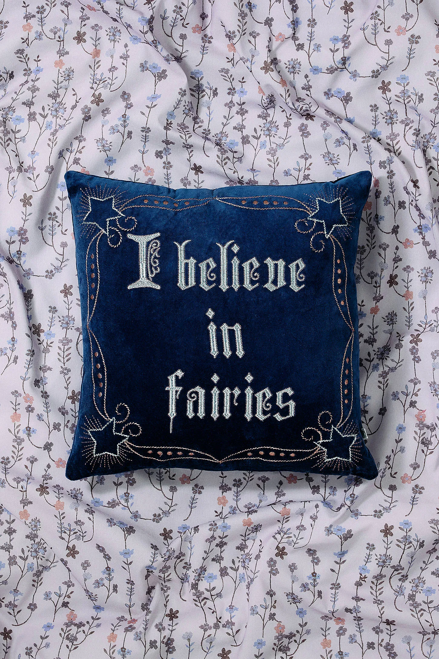Blue I Believe in Fairies Cushion - Dark Blue